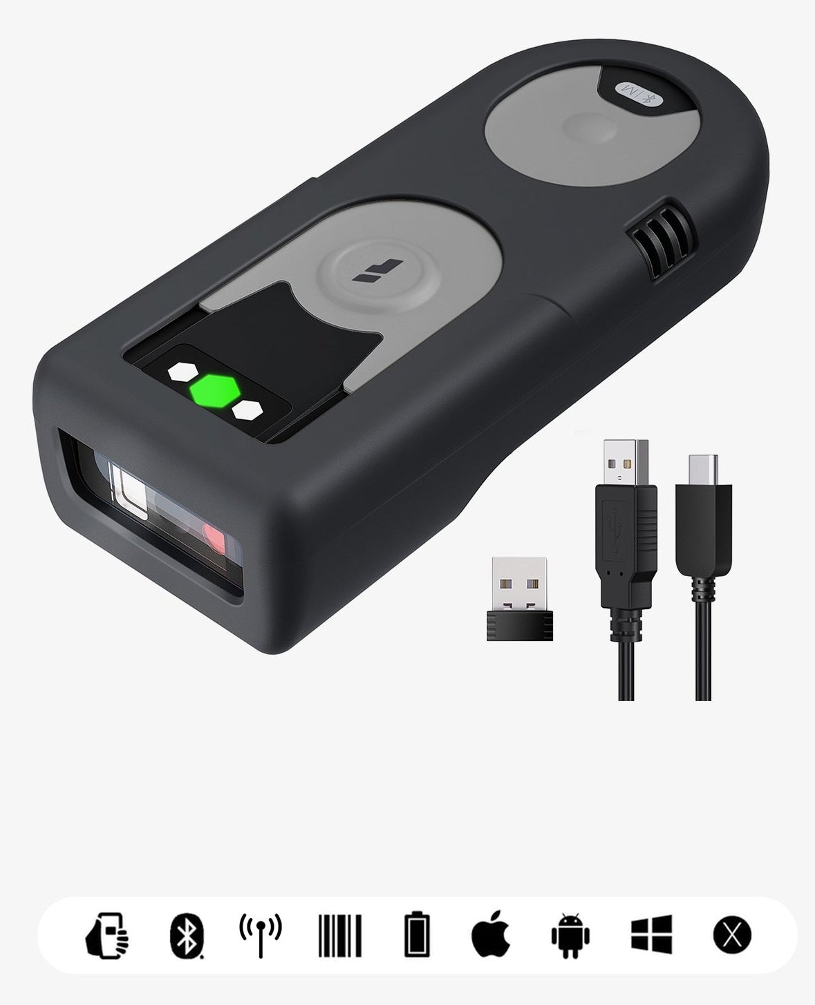 Inateck Barcodescanner 43 gray[BCST-43_gray] - Barcode-Scanner - Bluetooth 5