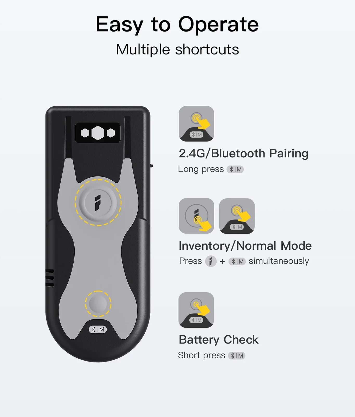 Inateck Barcodescanner 43 gray[BCST-43_gray] - Barcode-Scanner - Bluetooth 5, Ansicht 4