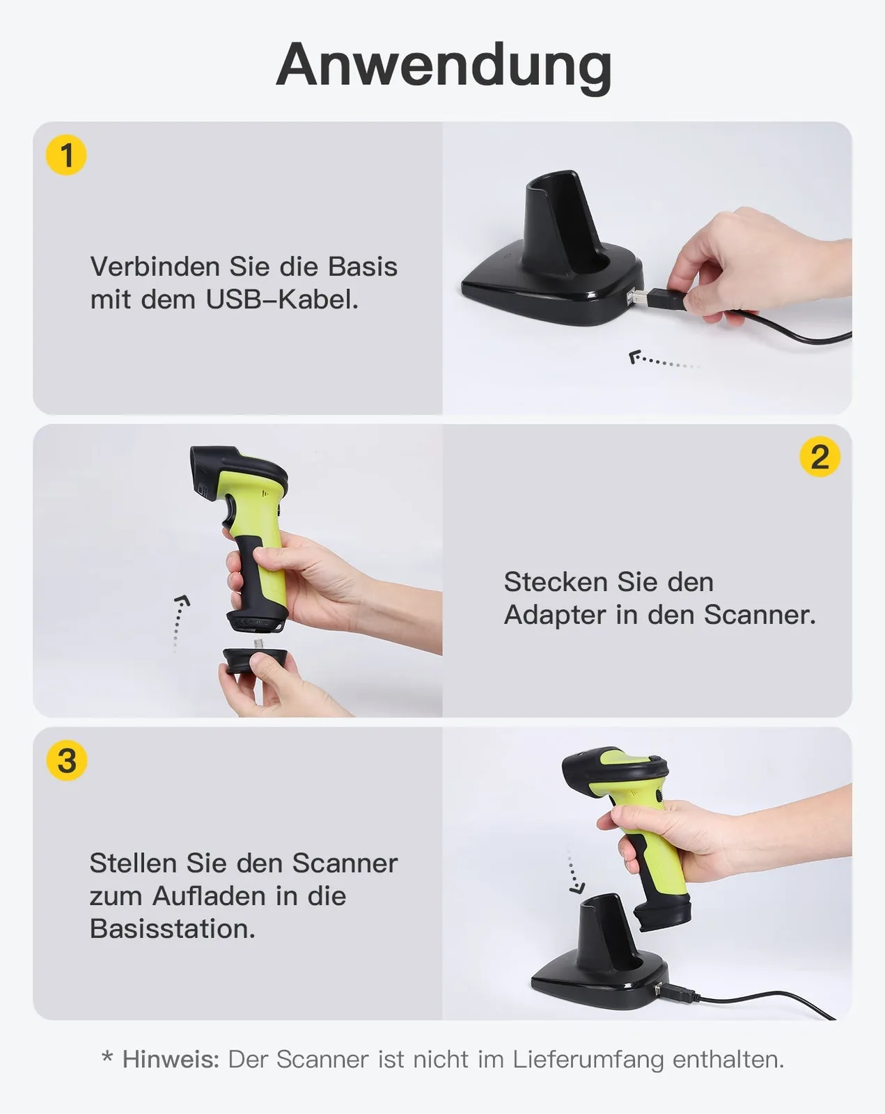 Inateck Barcodescanner BS04001 2-1 Base[BS04001_black], Ansicht 3