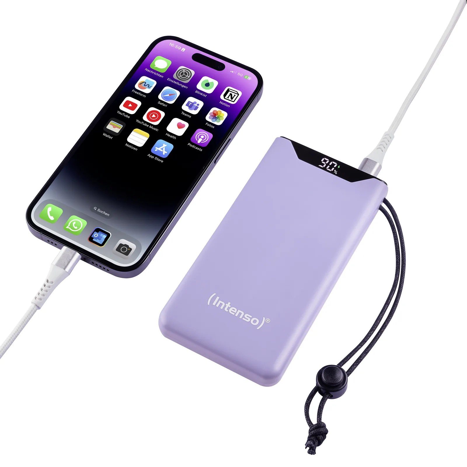 Intenso Powerbank F10000 Purple lila 10.000 mAh PD 3.0 Quick Charge 3.0, Ansicht 4
