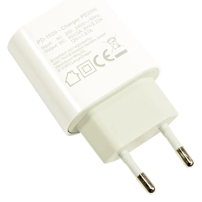 Inter-Tech PD-1020 - Netzteil - 20 Watt - 3 A - PD 3.0, QC 2.0 (USB-C), Ansicht 2