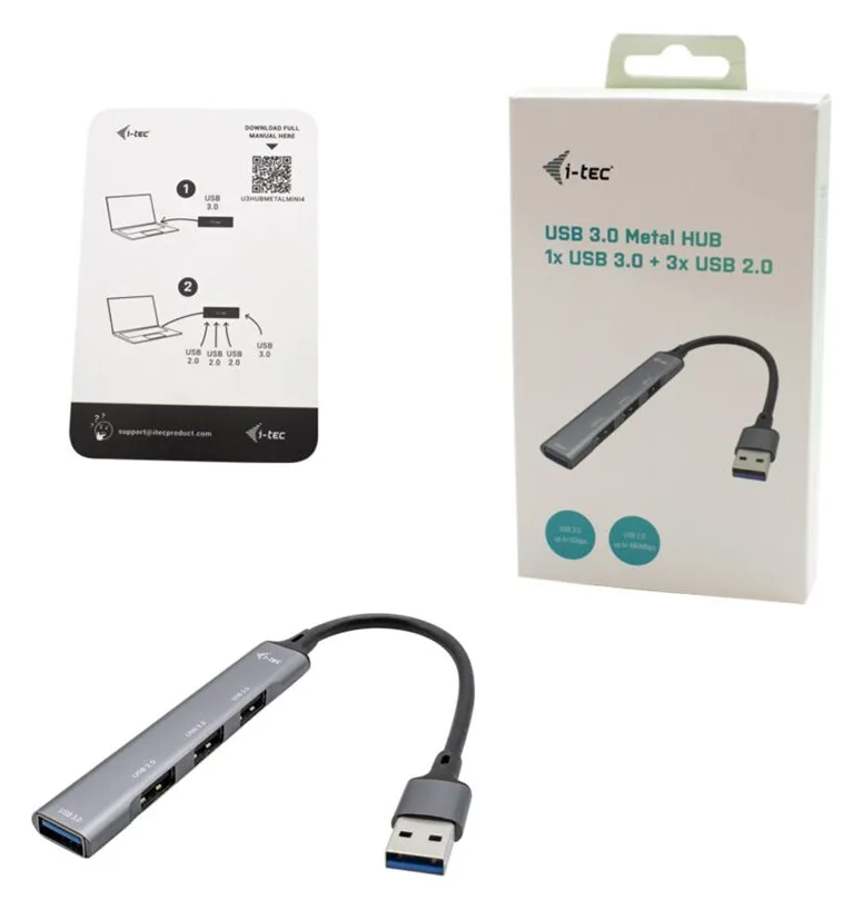 i-tec USB 3.0 Metal HUB - Hub - 1 x SuperSpeed USB 3.0 + 3 x USB 2.0, Ansicht 2