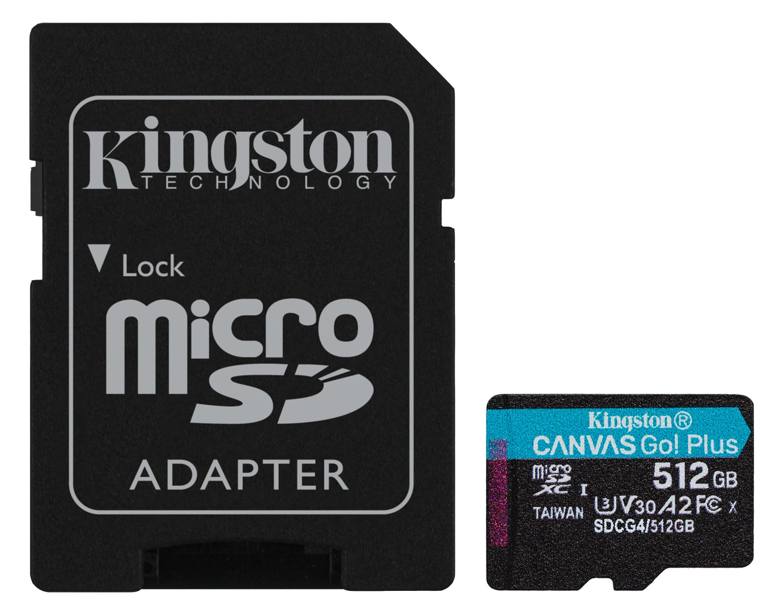 Kingston 512GB microSDXC Canvas Go Plus Gen4 200MB/s A2 U3 V30 Card+ Adapter - Micro SD - Secure Digital (SD)