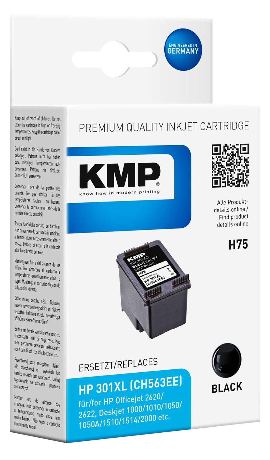 KMP H75 - 8 ml - Schwarz - kompatibel - Tintenpatrone (Alternative zu: HP 301XL, HP CH563EE) von LumaTech