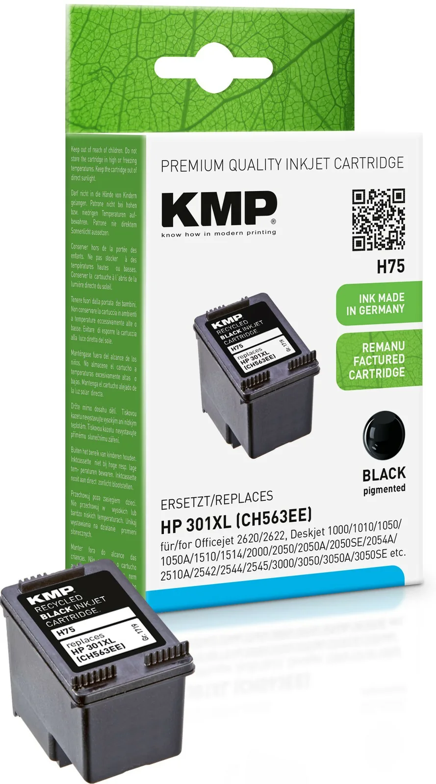 KMP H75 - 8 ml - Schwarz - kompatibel - Tintenpatrone (Alternative zu: HP 301XL, HP CH563EE), Ansicht 3