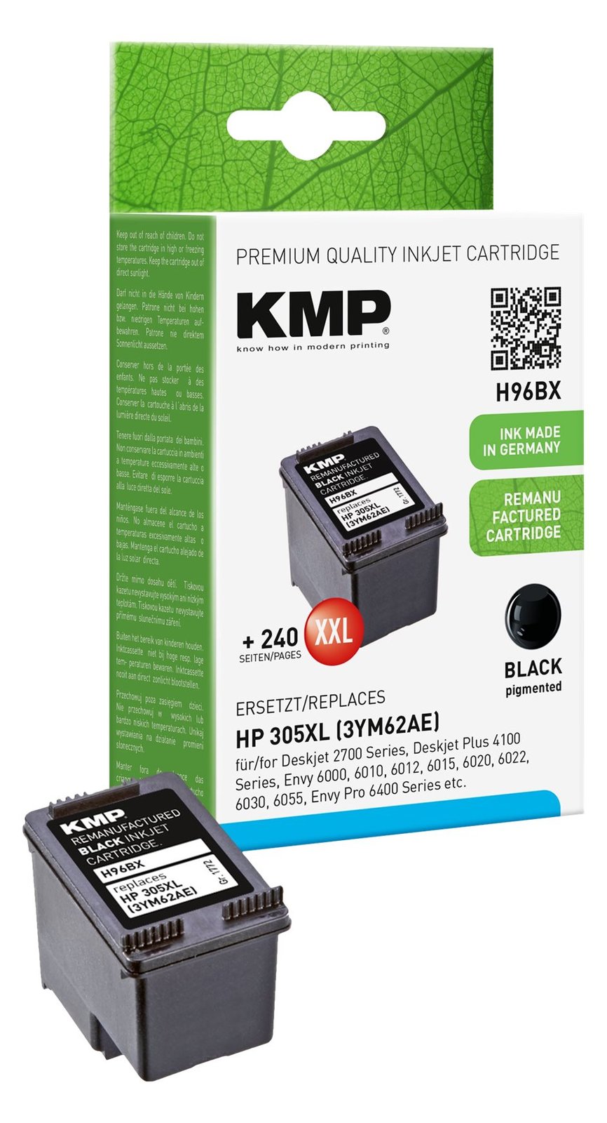 KMP H96BX - 10 ml - Hohe Ergiebigkeit - Schwarz - kompatibel - Hängebox - wiederaufbereitet - Tintenpatrone von LumaTech