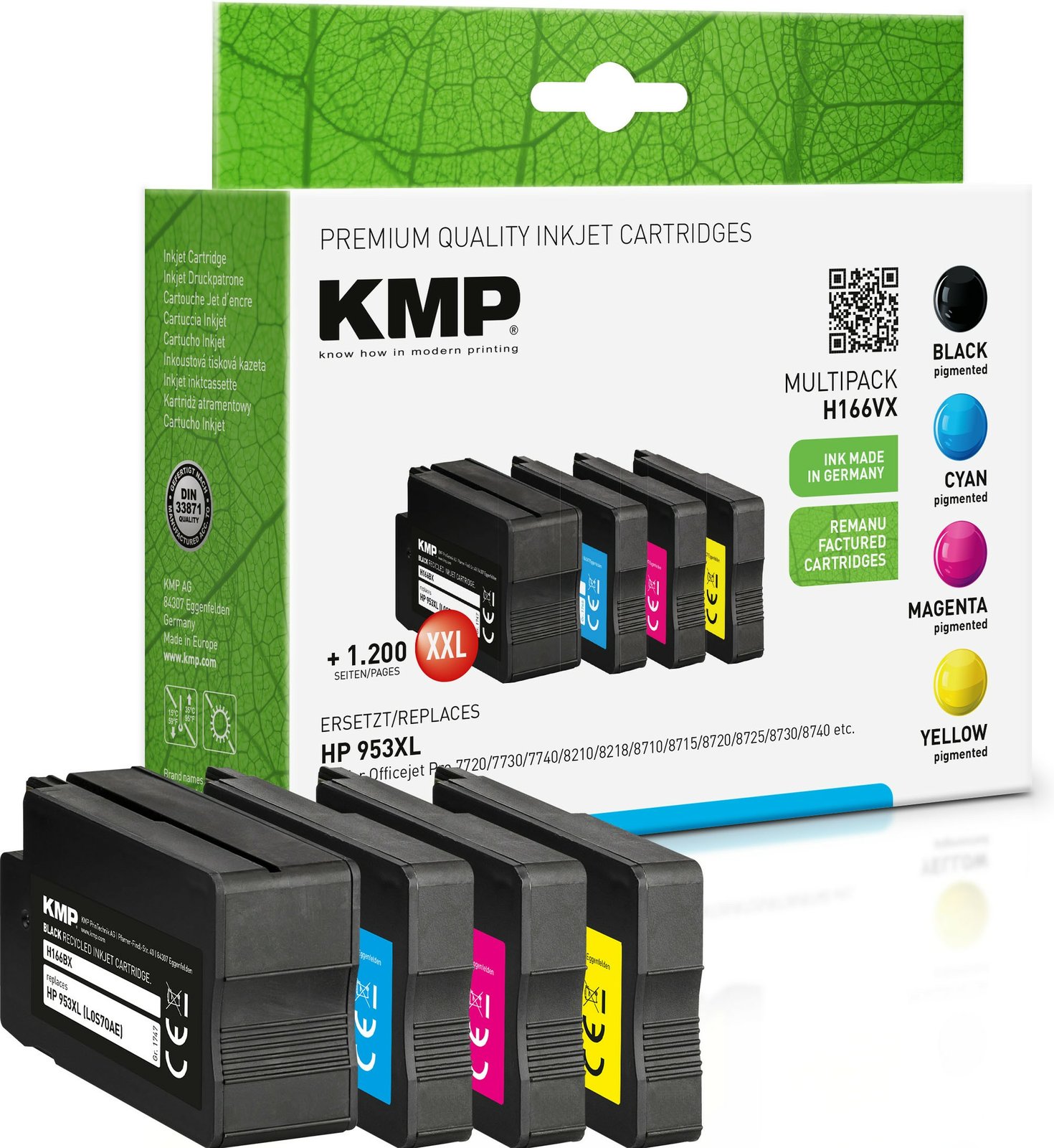 KMP MULTIPACK H166VX - 4er-Pack - Hohe Ergiebigkeit - Schwarz, Gelb, Cyan, Magenta - kompatibel - Tintenpatrone von LumaTech