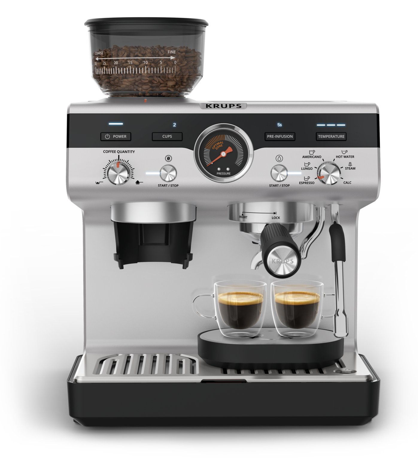 Krups XP801T Precision Espressomaschine Schwarz Silber