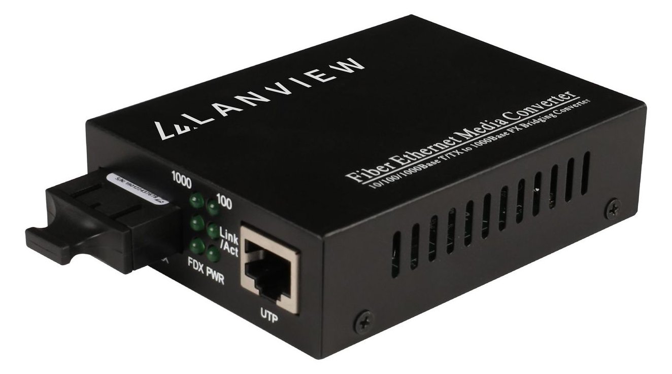 Lanview 10/100/1000Base-T RJ45 to 1000Base-X SC Unmanaged Media - 1 Gbps - RJ-45 (LVN-MED-SC-1000BASE-X) - Converter