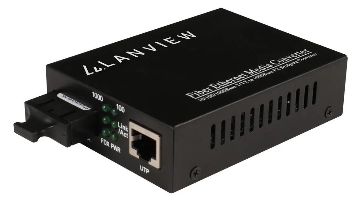 Lanview 10/100/1000Base-T RJ45 to 1000Base-X SC Unmanaged Media - 1 Gbps - RJ-45 (LVN-MED-SC-1000BASE-X) - Converter, Ansicht 2