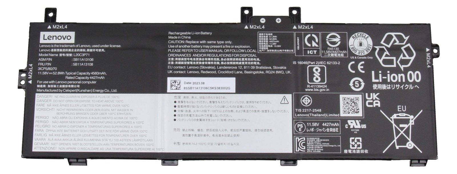 Lenovo 5B11M90078 Akku 52.8Wh Original - Batterie - 4.560 mAh von LumaTech
