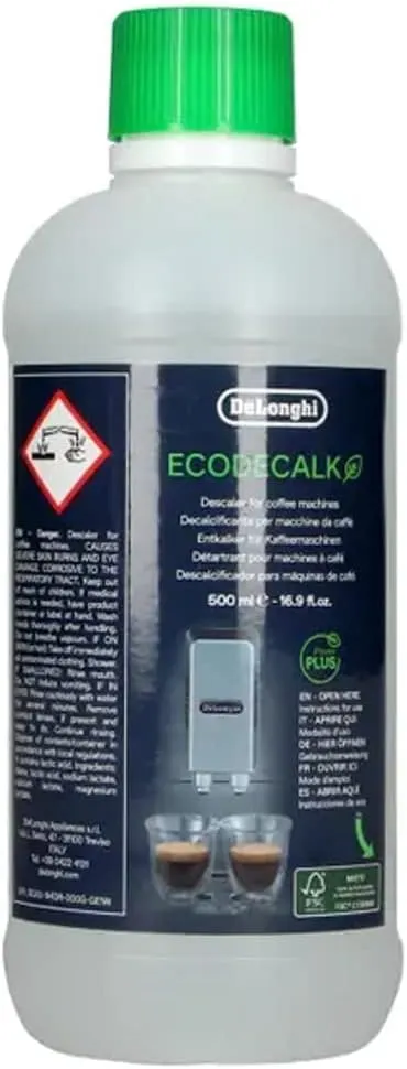 De'Longhi Original EcoDecalk DLSC502-Entkalker für Kaffeemaschinen & Kaffeevollautomaten,EXKLUSIV BEI AMAZON,Universal Kalklöser für 10 Entkalkungsvorgänge,enthält natürliche Rohstoffe,2x500ml,Weiß — Bild 4