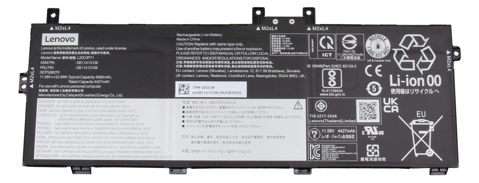 Lenovo battery Internal 3c 52.8Wh 5B11M90077 - Batterie - 4.560 mAh, Ansicht 2