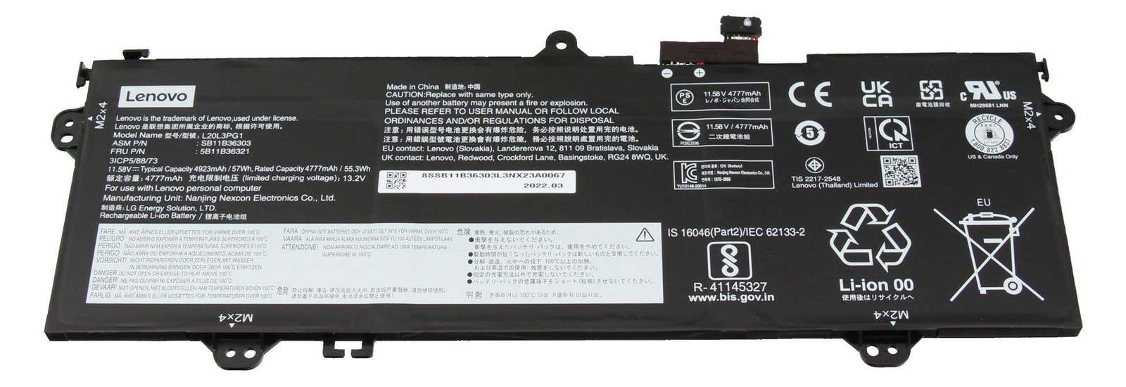 Lenovo Battery LG L20L3PG1 57Wh 3C SB11B36303 - Batterie - 4.923 mAh von LumaTech