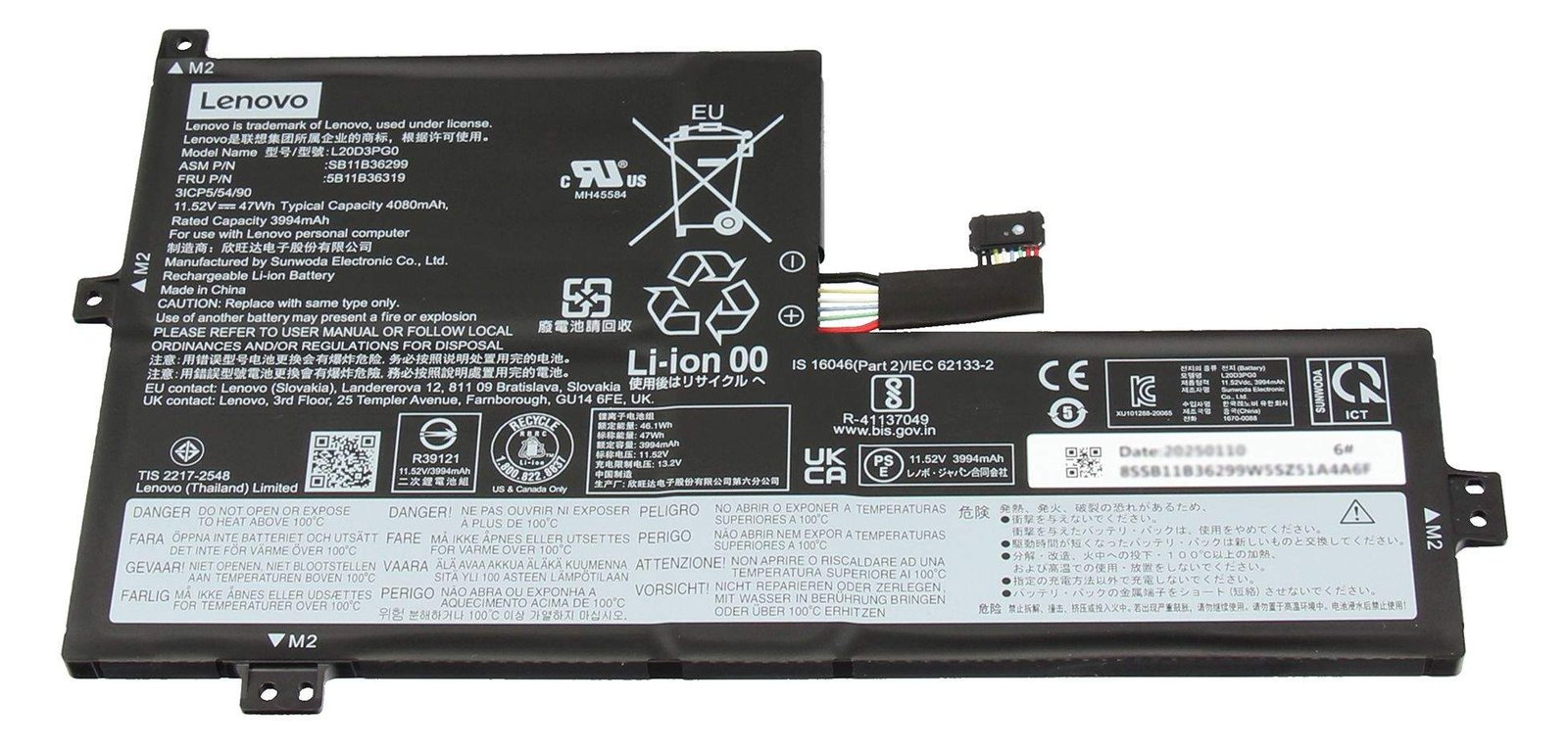Lenovo SD/C L20D3PG0 11.52V47Wh3cell