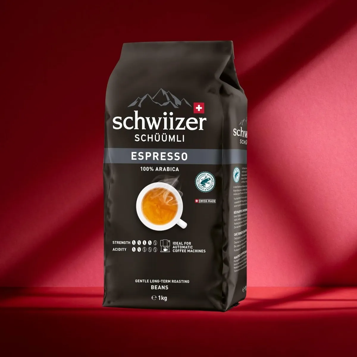 Schwiizer Schüümli Espresso, 100% Arabica Kaffeebohnen, kräftig-intensiv, ideal für Vollautomaten, Stärke 4/5, mittlere Röstung, Rainforest Alliance, 1kg — Bild 2