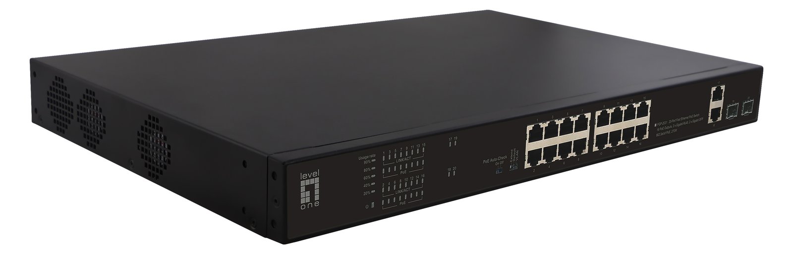 LevelOne FGP-2031 - Unmanaged - Fast Ethernet (10/100) - Power over Ethernet (PoE) - Rack-Einbau - 1U