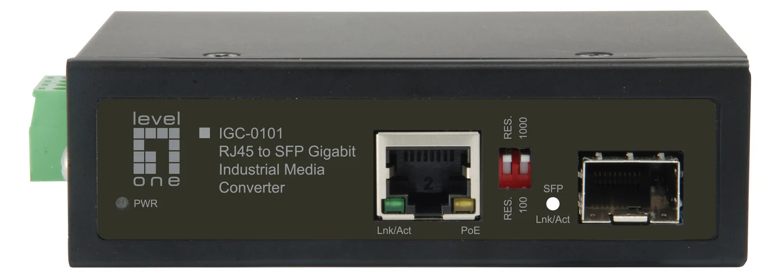 LevelOne IGC-0101 - Medienkonverter - 1GbE - 10Base-T, 100Base-TX, 1000Base-T, 1000Base-X - RJ-45 / SFP (mini-GBIC), Ansicht 3