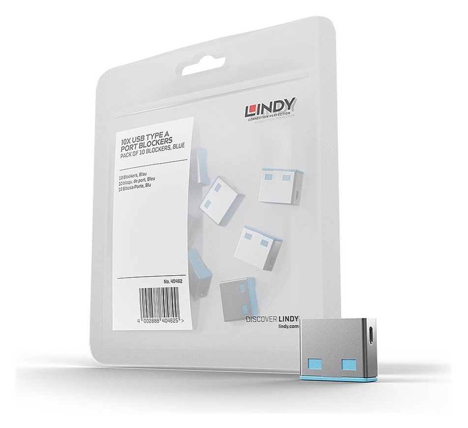 Lindy USB Port Blocker - USB-Portblocker - Blau (Packung mit 10)