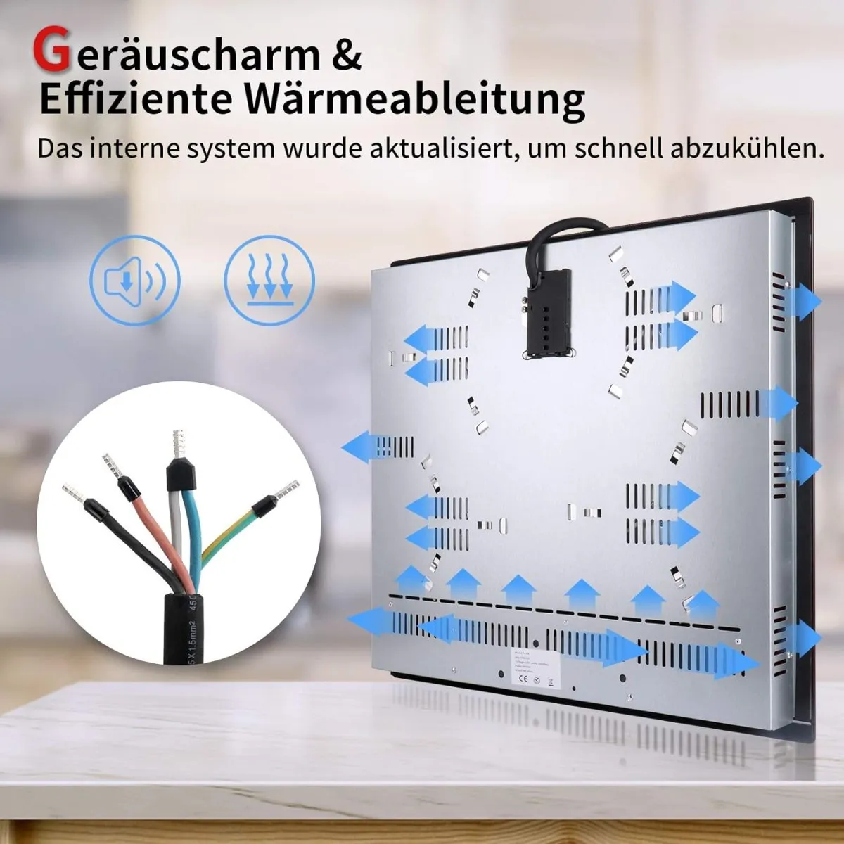 IsEasy Glaskeramikkochfeld, 6000W 59cm, 4 Kochzonen Kochfelder, Verdrahtung, Einbau Elektro Autark Rahmenlos, 9 Heizstufen, Passend für die Meisten Töpfe — Bild 4