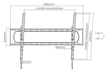 Manhattan Befestigungskit (Wandmontage) - für Curved Panel/Flat Panel - robust, neigbar, für große Bildschirm, Ansicht 2