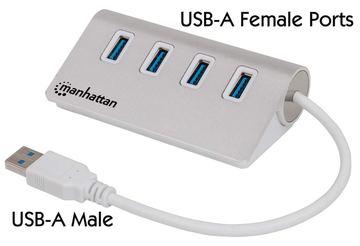 Manhattan USB-A 4-Port Hub, 4x USB-A Ports, 5 Gbps (USB 3.2 Gen1 aka USB 3.0) von LumaTech