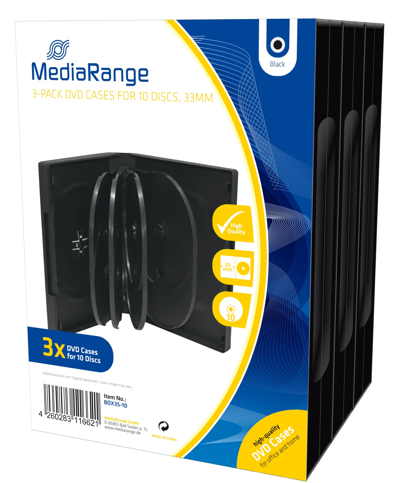MEDIARANGE BOX35-10 - DVD-Hülle - 10 Disks - Schwarz - Kunststoff - 120 mm - RoHS, Ansicht 2