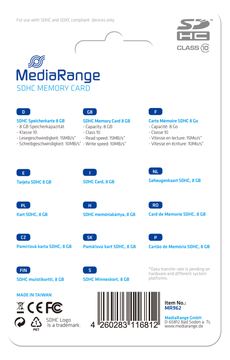 MEDIARANGE Flash-Speicherkarte - 8 GB - Class 10 von LumaTech