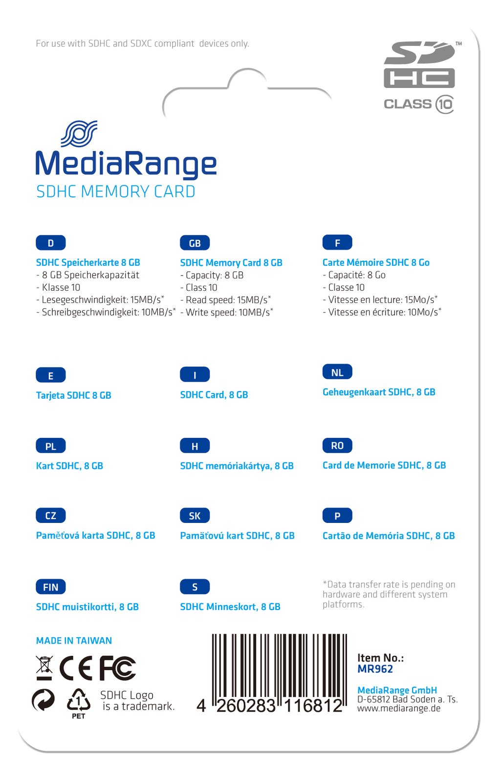MEDIARANGE Flash-Speicherkarte - 8 GB - Class 10