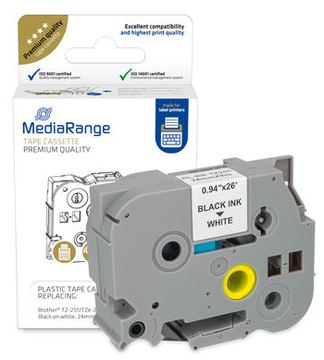 MEDIARANGE Laminiert - permanenter Klebstoff - Schwarz auf Weiß - Rolle (2,4 cm x 8 m) - Etikettenband von LumaTech