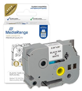 MEDIARANGE Laminiert - permanenter Klebstoff - Schwarz auf Weiß - Rolle (2,4 cm x 8 m) - Etikettenband