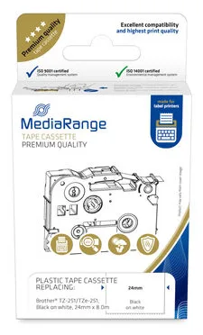 MEDIARANGE Laminiert - permanenter Klebstoff - Schwarz auf Weiß - Rolle (2,4 cm x 8 m) - Etikettenband, Ansicht 2