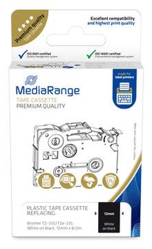 MEDIARANGE Laminiert - permanenter Klebstoff - Weiß auf Schwarz - Rolle (1,2 cm x 8 m) von LumaTech