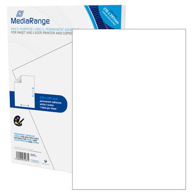 MEDIARANGE Matt - permanenter Klebstoff - Mattes Weiß - A4 (210 x 297 mm)