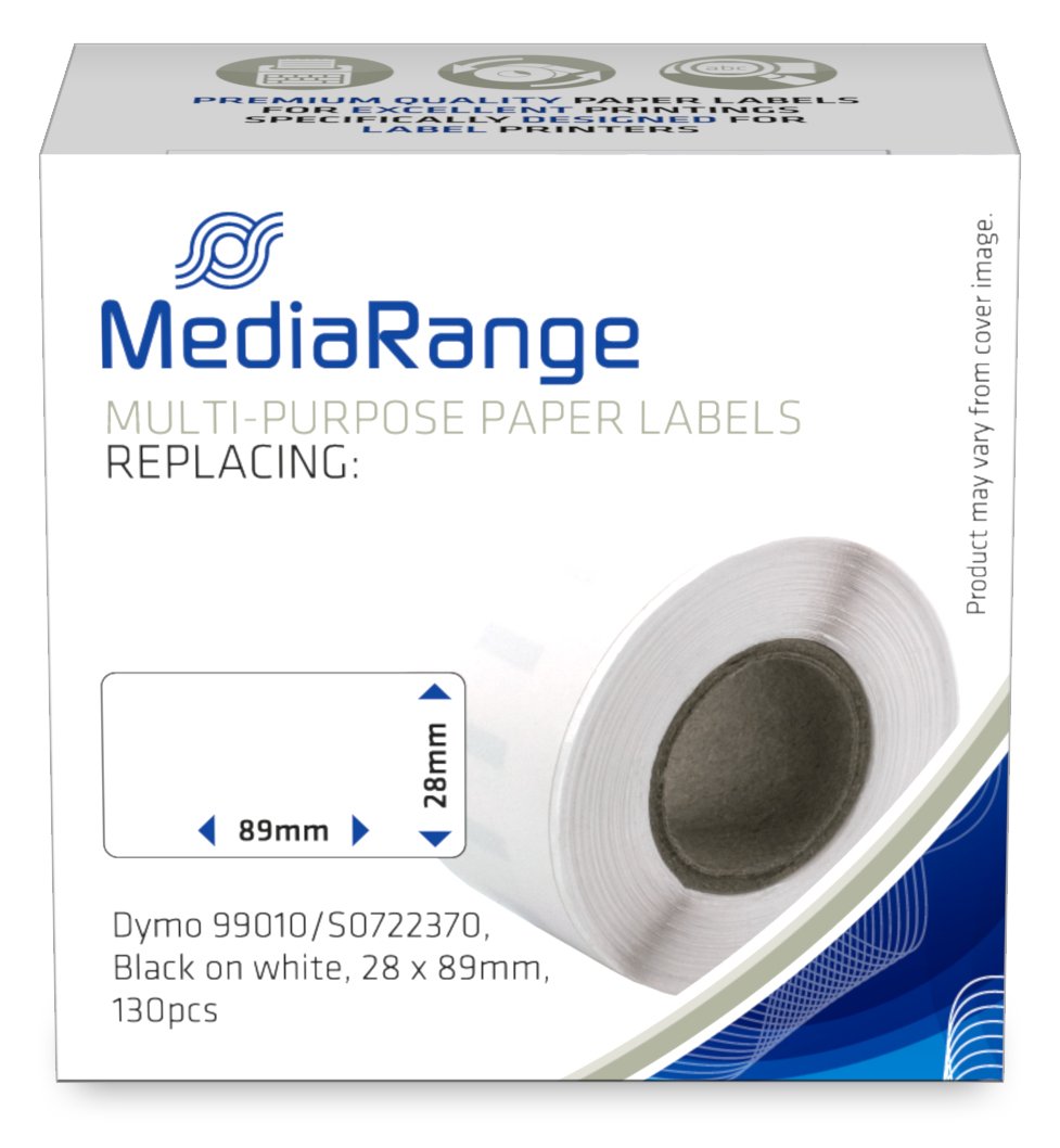 MEDIARANGE Papieretiketten komp. Dymo 28x89mm 130 Stk. sw/ws