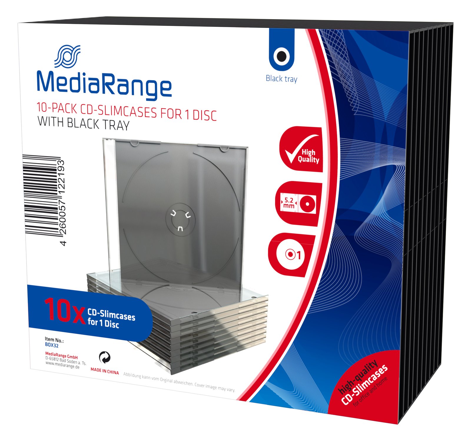MEDIARANGE Retail-Pack CD-Slimcases single - Slim Jewel Case für Speicher-CD - Kapazität: 1 CD/DVD - (Packung mit 10)