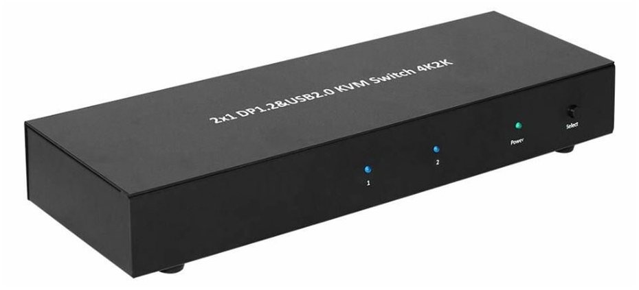 MicroConnect 2x1 DP&USB KVM Switch - KVM-/Audio-/USB-Switch