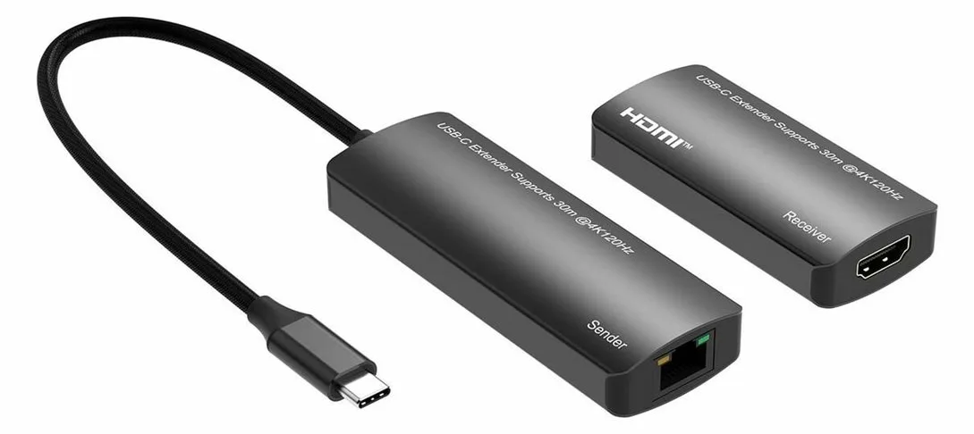 MicroConnect USB-C to HDMI Extender via ethernet 30m distance at - Ethernet - USB Typ C, Ansicht 4