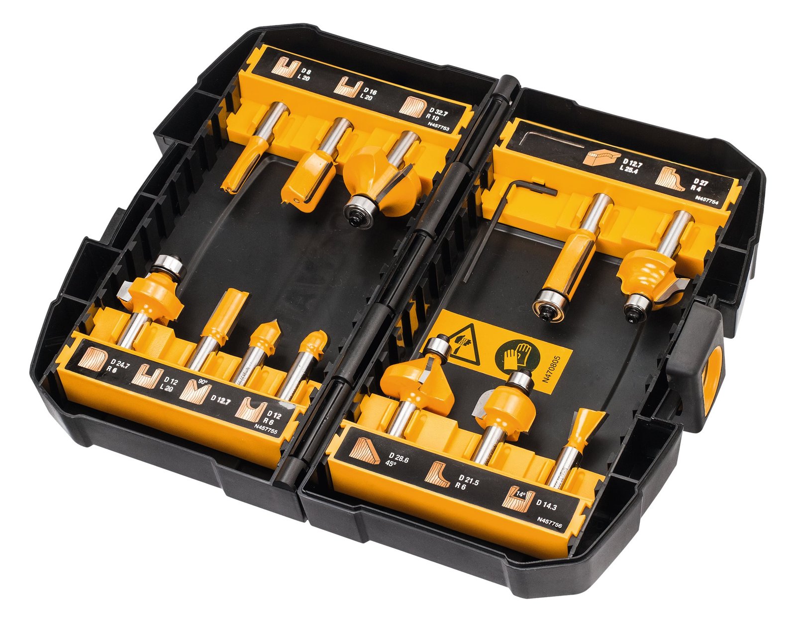 DeWalt DT90016 Fräser-Sortiment inkl. Werkzeugbox, 12-tlg.