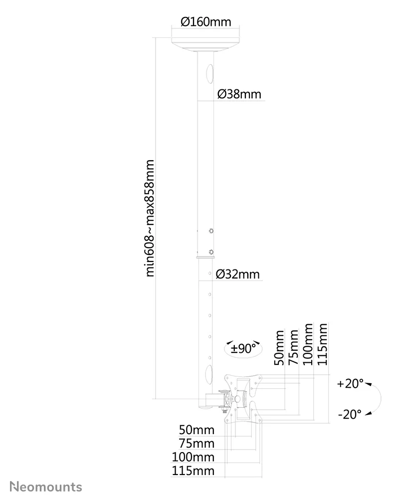 Neomounts by Newstar FPMA-C050 - Klammer - full-motion - für LCD-Display - Schwarz, Ansicht 2