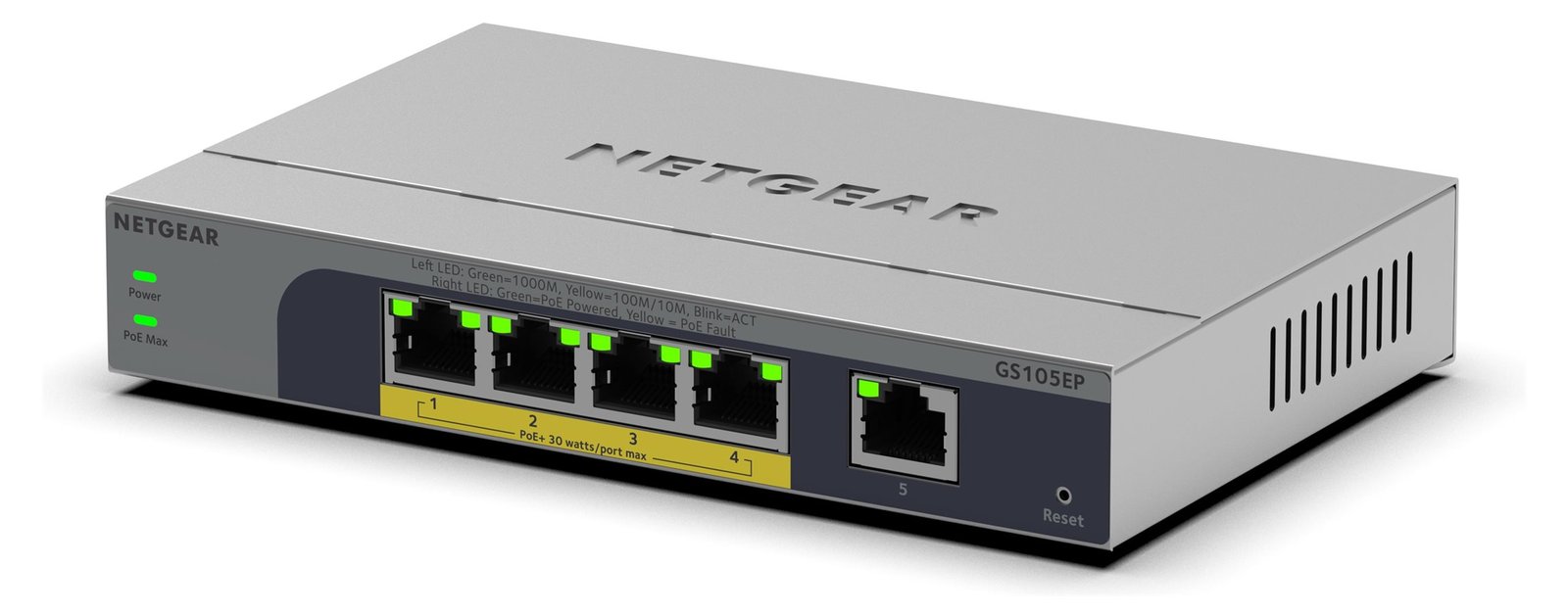 Netgear Easy Smart GS105EP - Switch - L3 - Smart - 1 x 10/100/1000 + 4 x 10/100/1000 (PoE+)
