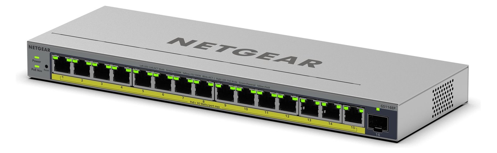 Netgear Easy Smart GS116EP - Switch - L3 - Smart - 1 x 10/100/1000 + 15 x 10/100/1000 (PoE+)
