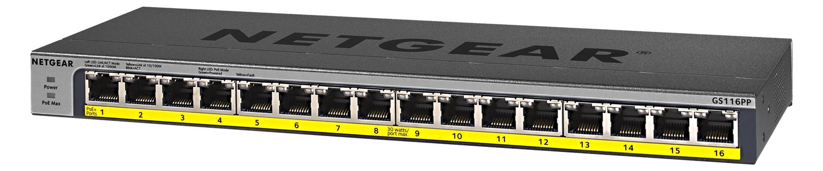 Netgear GS116LP - Switch - 16 x 10/100/1000 (PoE+)