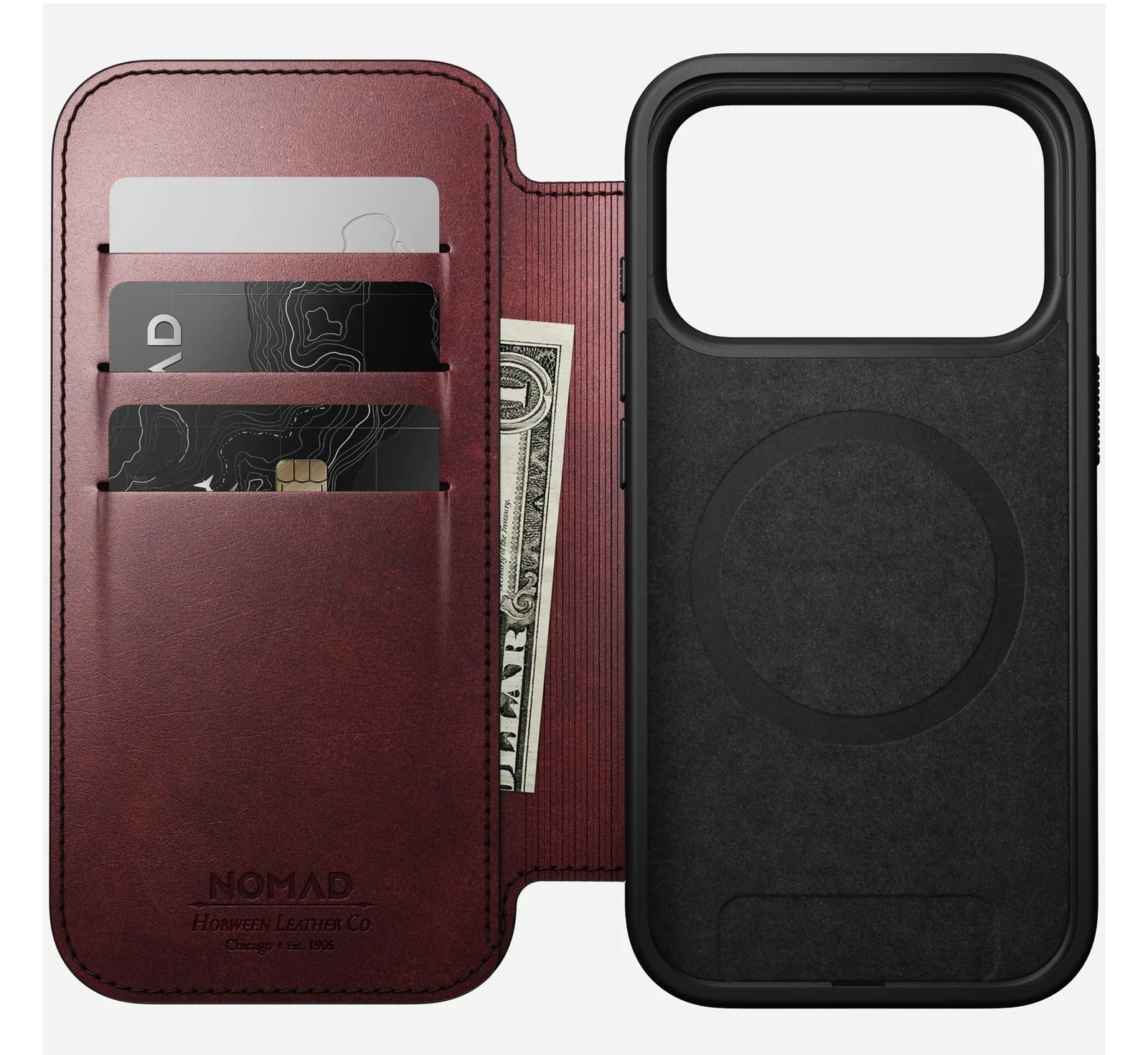 Nomad Modern Leather Folio iPhone 17 Pro Burgundy Horween, Ansicht 2