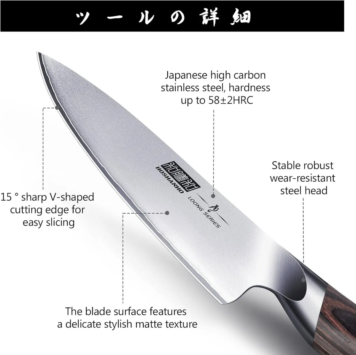 Messerblockset 7-teiliges, Professionelles Küchenmesser Set aus Japanischem Edelstahl mit Hohem Kohlenstoffgehalt, Ultrascharfes Kochmesserset mit Ergonomischen Griffen aus Pakkaholz — Bild 3