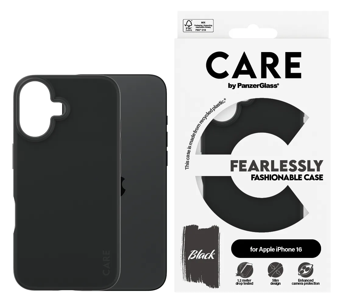 PanzerGlass CARE by PanzerGlass - Hintere Abdeckung für Mobiltelefon - Thermoplastisches Polyurethan (TPU) - schwarz Apple - iPhone 16, Ansicht 3