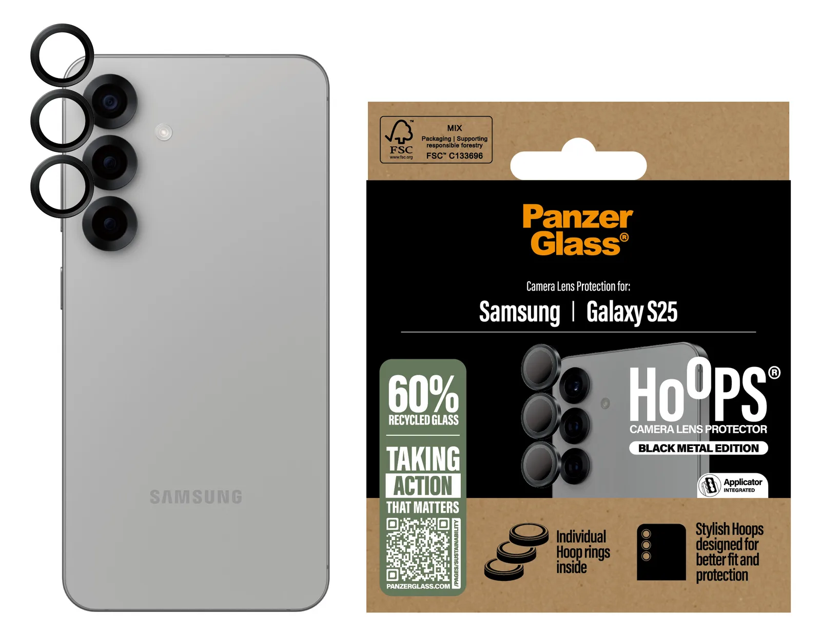 PanzerGlass Hoops - Objektivschutz für Handy - schwarz Gehärtetes Glas, Silikon 0,4 mm, Ansicht 4