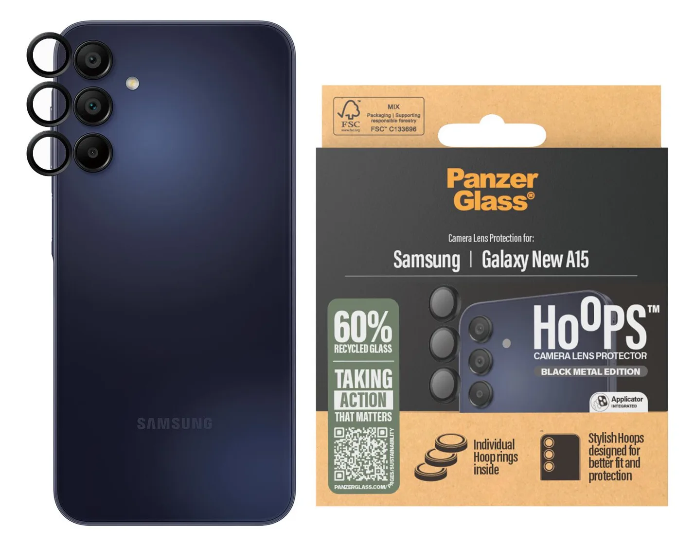 PanzerGlass Hoops - Objektivschutz für Handy - schwarz Gehärtetes Glas, Silikon 1,95 mm, Ansicht 4