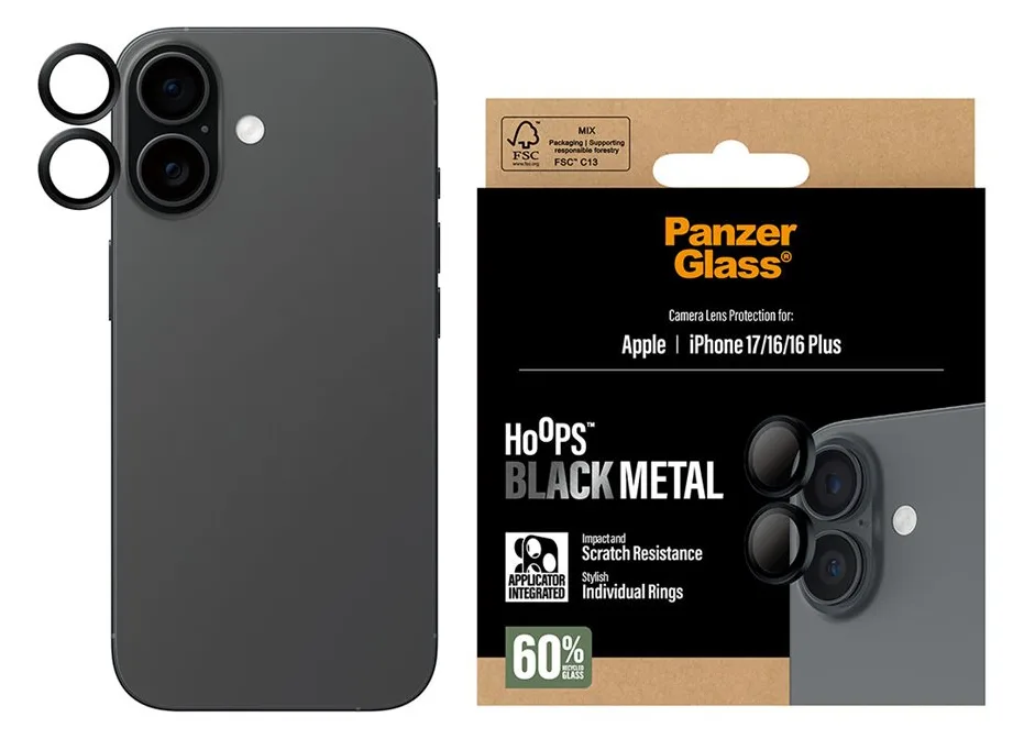 PanzerGlass Hoops - Objektivschutz für Handy - schwarz Gehärtetes Glas, Silikon 2 mm, Ansicht 4