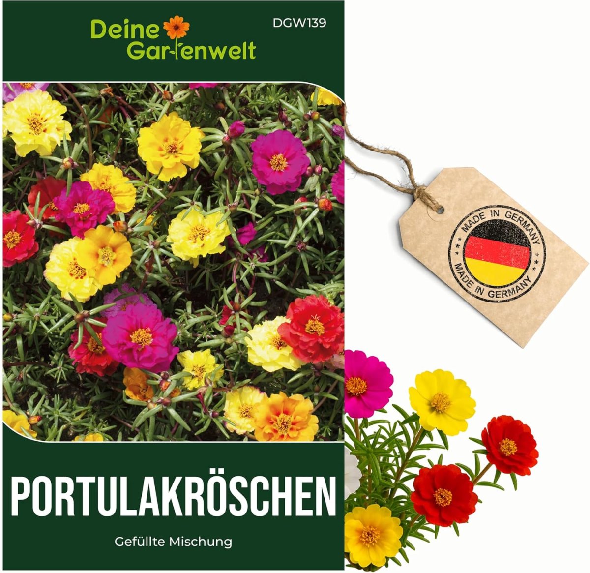 Portulakröschen Gefüllte Mischung Samen - Portulaca grandiflora - Blumensamen - Saatgut für 150 Pflanzen